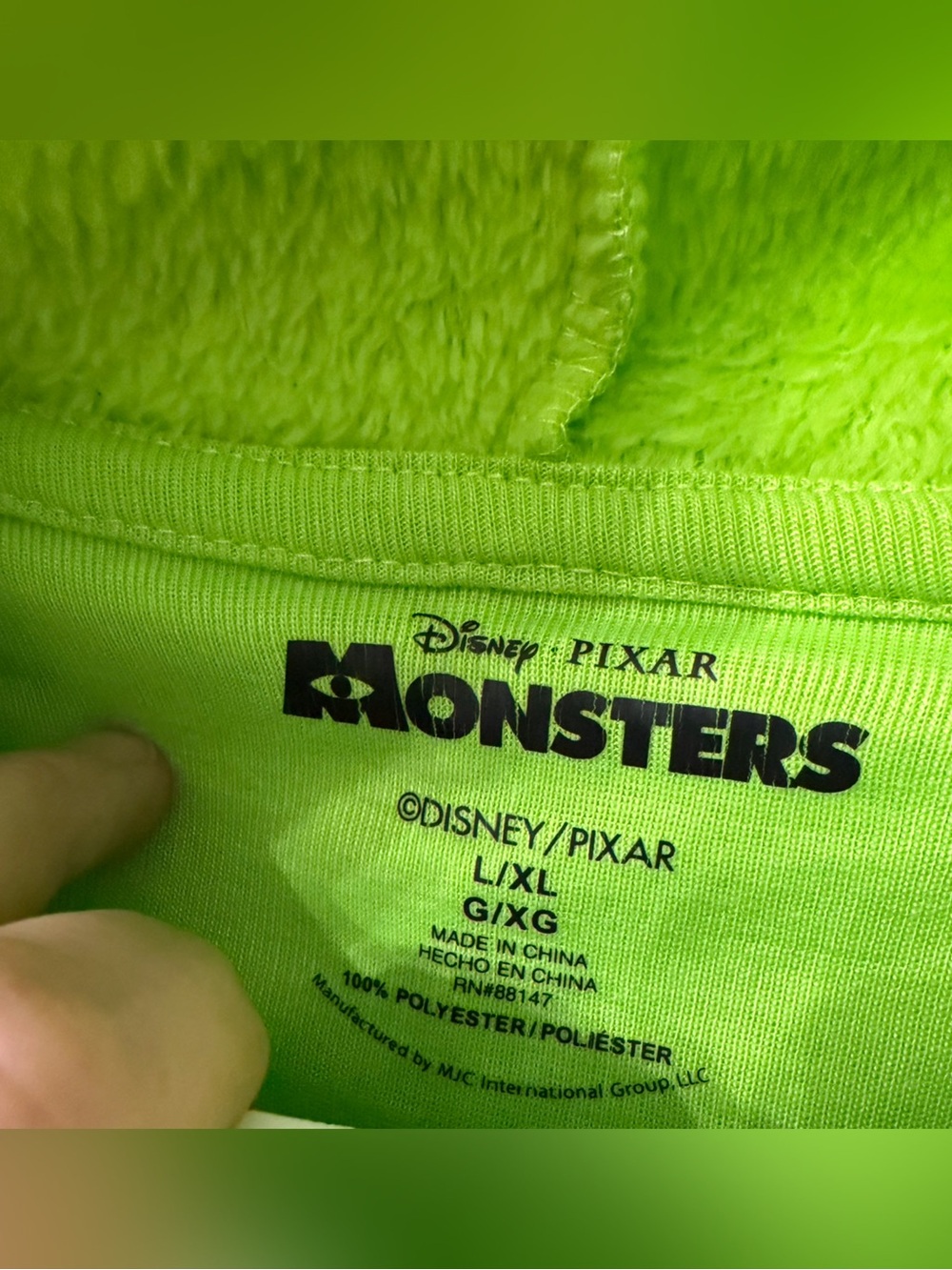 Disney Pixar Monster Inc Wazowski Adult Costume Pajama Onesie Size L/XL - Picture 7 of 9